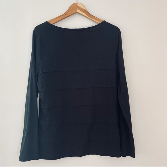 Ann Taylor Tiered Ruffle Eyelash Lace Black Long Sleeved Top - Picture 6 of 7